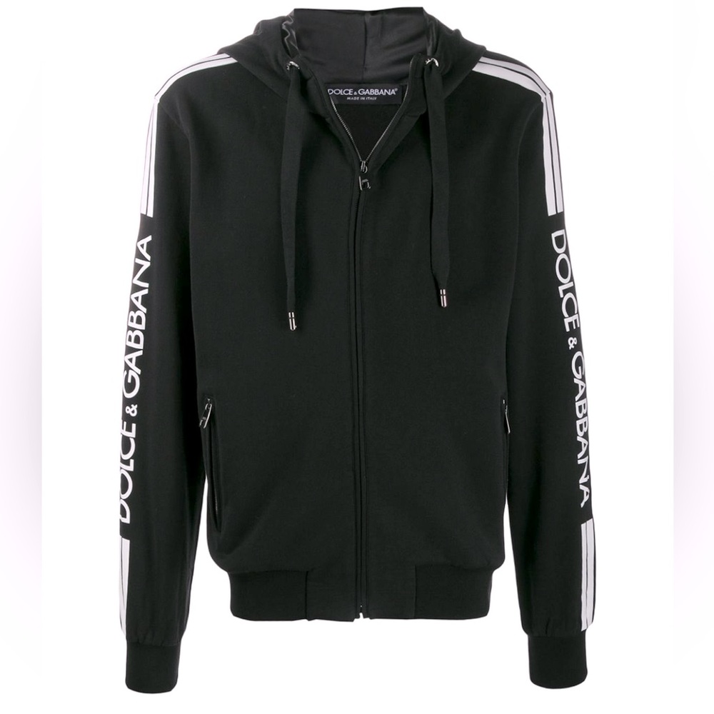 Dolce & Gabbana logo sleeve hoodie and stripe track pants. In like-new condition